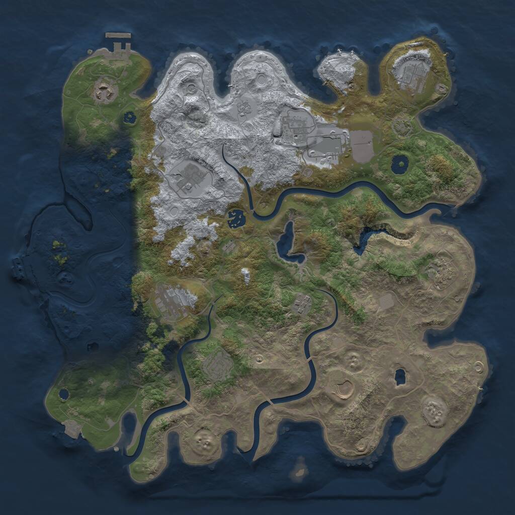 Rust Map: Procedural Map, Size: 4096, Seed: 82223, 17 Monuments