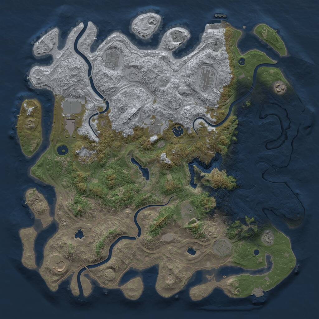 Rust Map: Procedural Map, Size: 4500, Seed: 1255211723, 17 Monuments