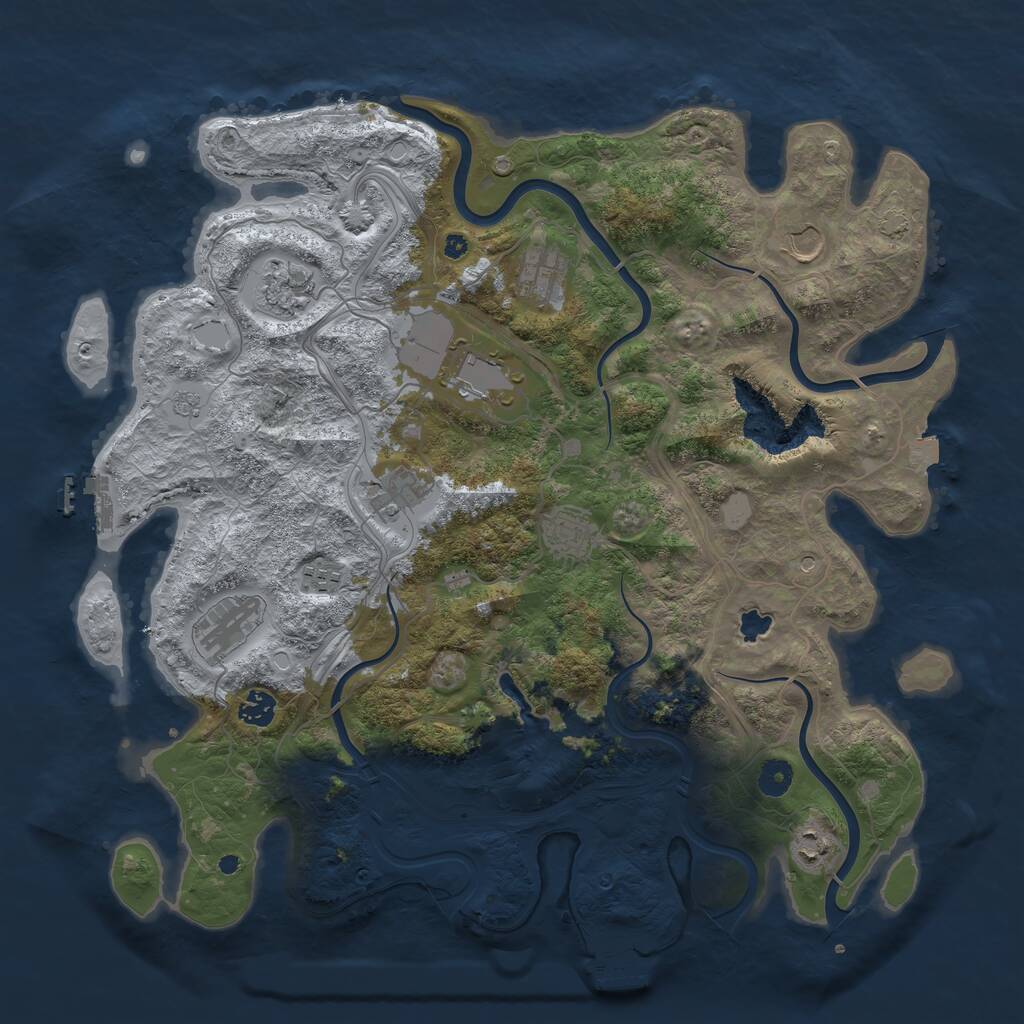 Rust Map: Procedural Map, Size: 4250, Seed: 7364, 16 Monuments