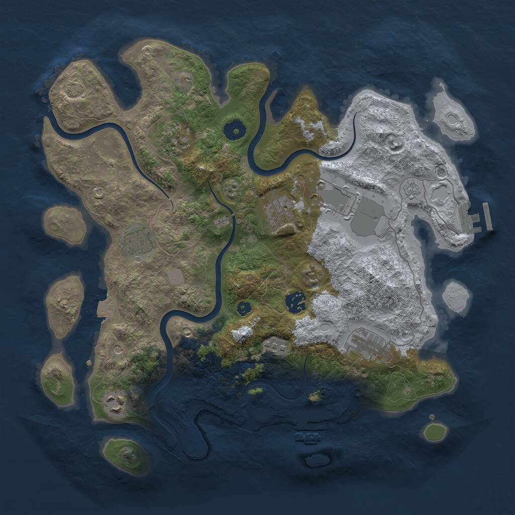 Rust Map: Procedural Map, Size: 3650, Seed: 1053969473, 14 Monuments