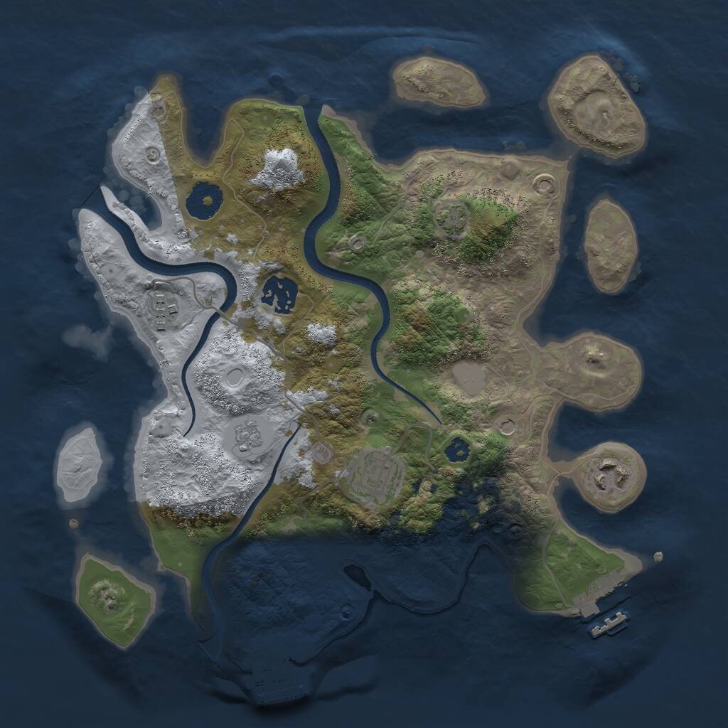 Rust Map: Procedural Map, Size: 3000, Seed: 1257783274, 10 Monuments