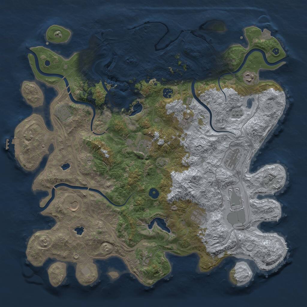 Rust Map: Procedural Map, Size: 4500, Seed: 31571569, 17 Monuments
