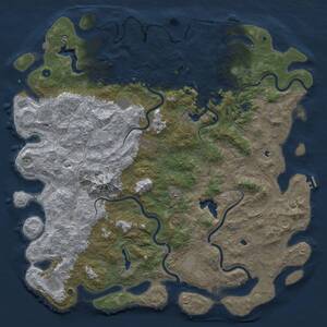 Thumbnail Rust Map: Procedural Map, Size: 6000, Seed: 342346723, 17 Monuments