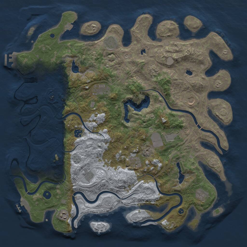 Rust Map: Procedural Map, Size: 4500, Seed: 611655284, 17 Monuments