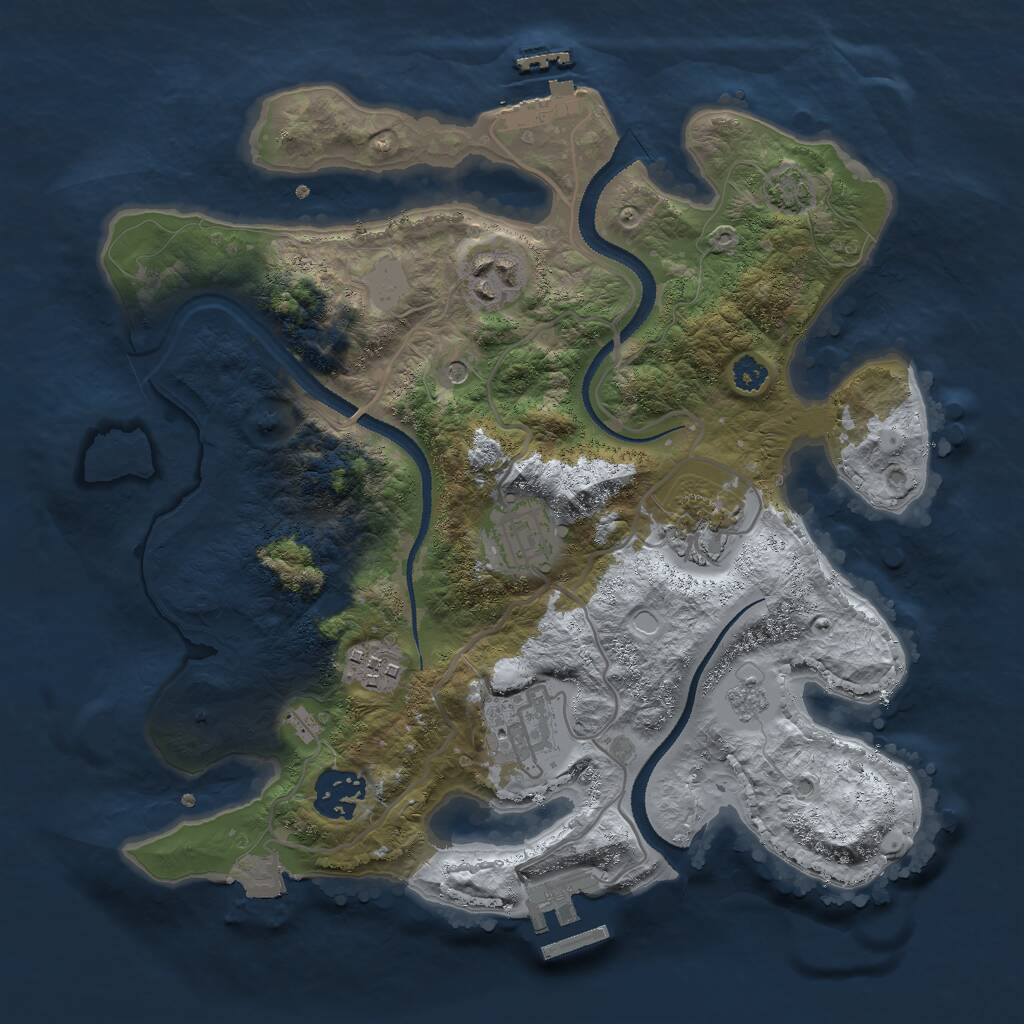 Rust Map: Procedural Map, Size: 3000, Seed: 17650, 12 Monuments