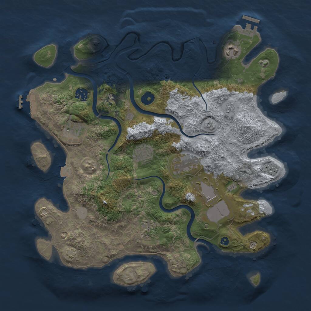 Rust Map: Procedural Map, Size: 3600, Seed: 169195072, 14 Monuments