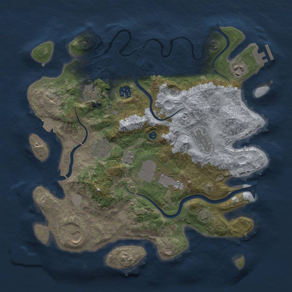 Rust Map: Procedural Map, Size: 3600, Seed: 169195072, 13 Monuments