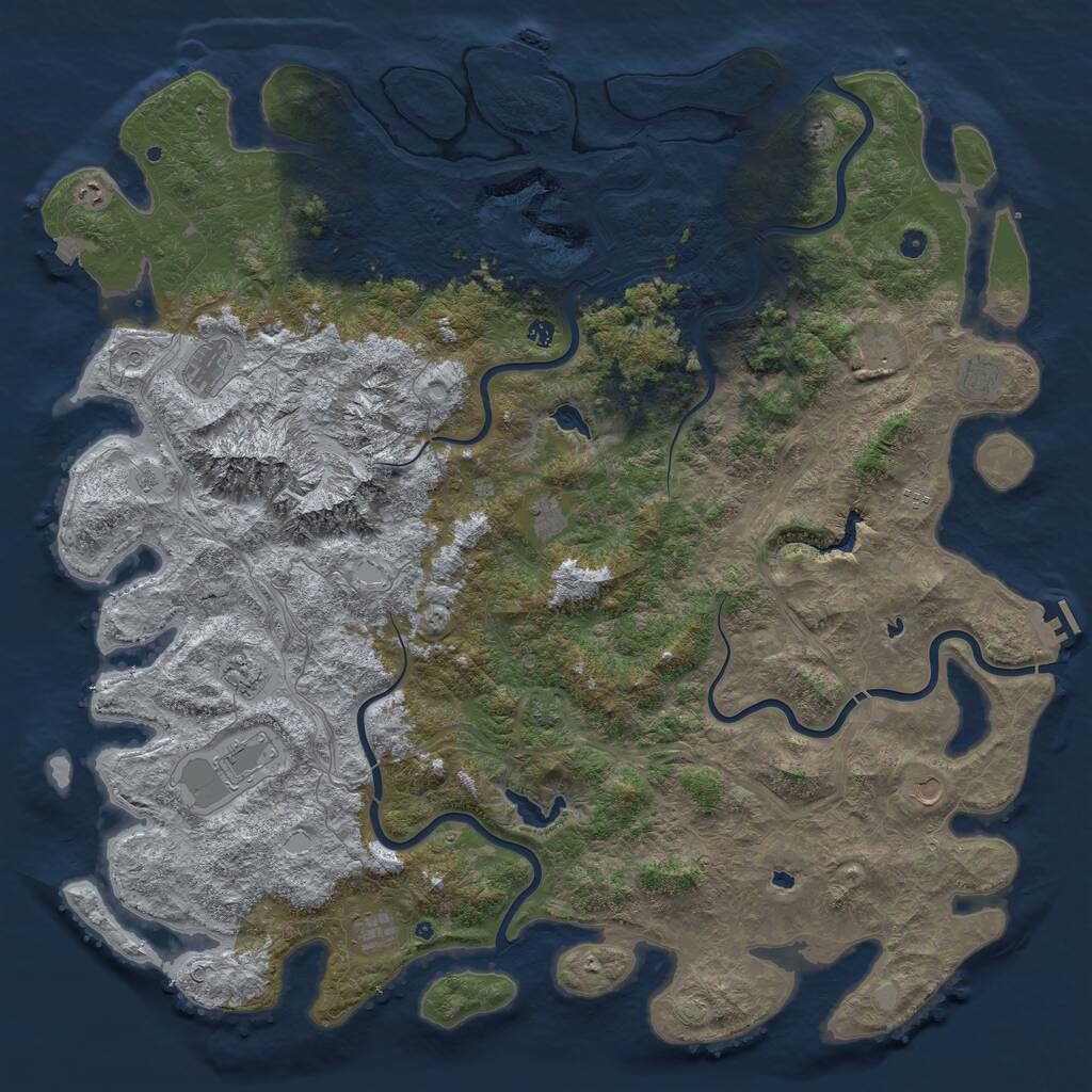 Rust Map: Procedural Map, Size: 6000, Seed: 96581911, 17 Monuments