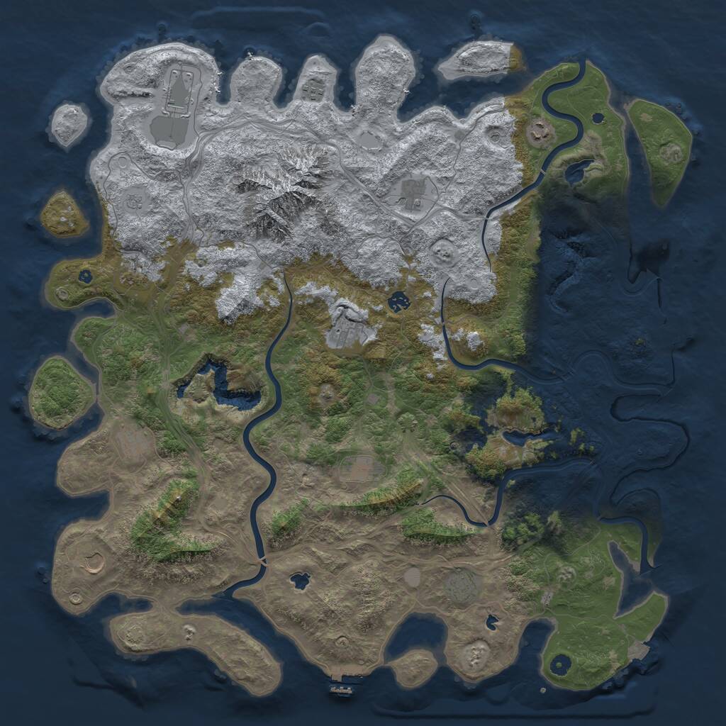 Rust Map: Procedural Map, Size: 5250, Seed: 295080725, 17 Monuments