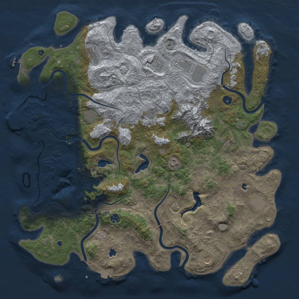 Rust Map: Procedural Map, Size: 5000, Seed: 310256, 17 Monuments