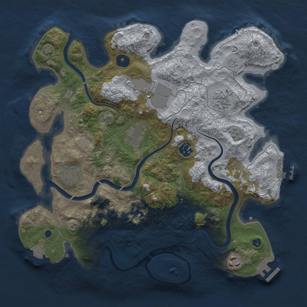 Rust Map: Procedural Map, Size: 3500, Seed: 212377642, 13 Monuments