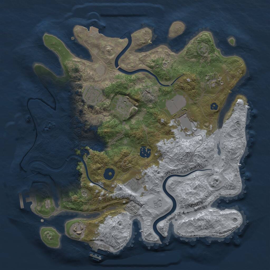 Rust Map: Procedural Map, Size: 3500, Seed: 883768, 14 Monuments