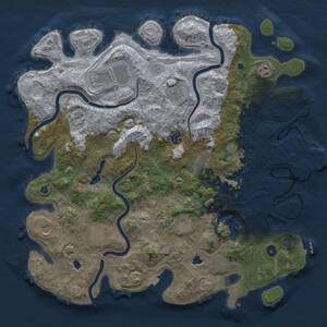 Thumbnail Rust Map: Procedural Map, Size: 4500, Seed: 592408349, 17 Monuments