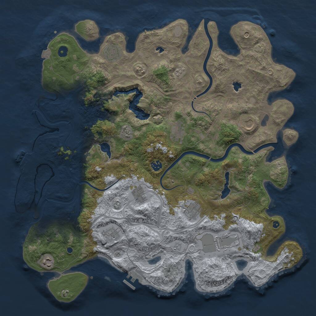 Rust Map: Procedural Map, Size: 4500, Seed: 96425269, 16 Monuments
