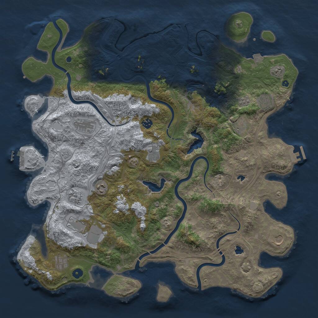 Rust Map: Procedural Map, Size: 4742, Seed: 4873234, 17 Monuments