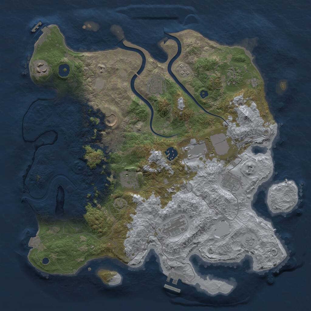 Rust Map: Procedural Map, Size: 3750, Seed: 1872146771, 16 Monuments