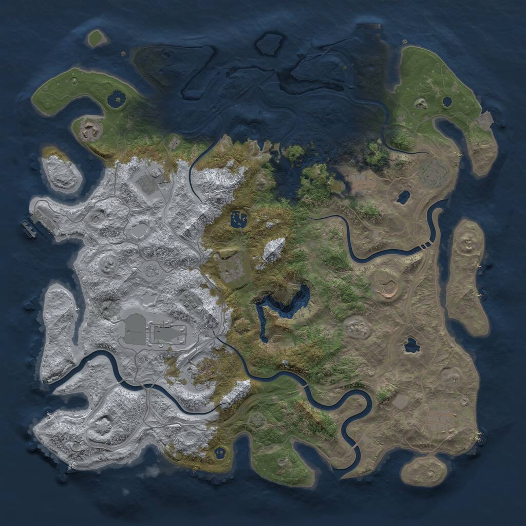 Rust Map: Procedural Map, Size: 4500, Seed: 462921424, 17 Monuments