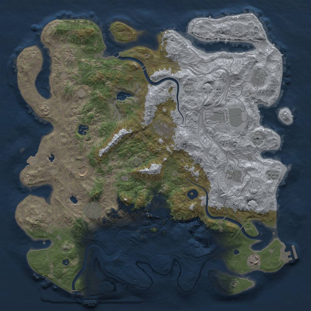 Rust Map: Procedural Map, Size: 4500, Seed: 396083943, 17 Monuments