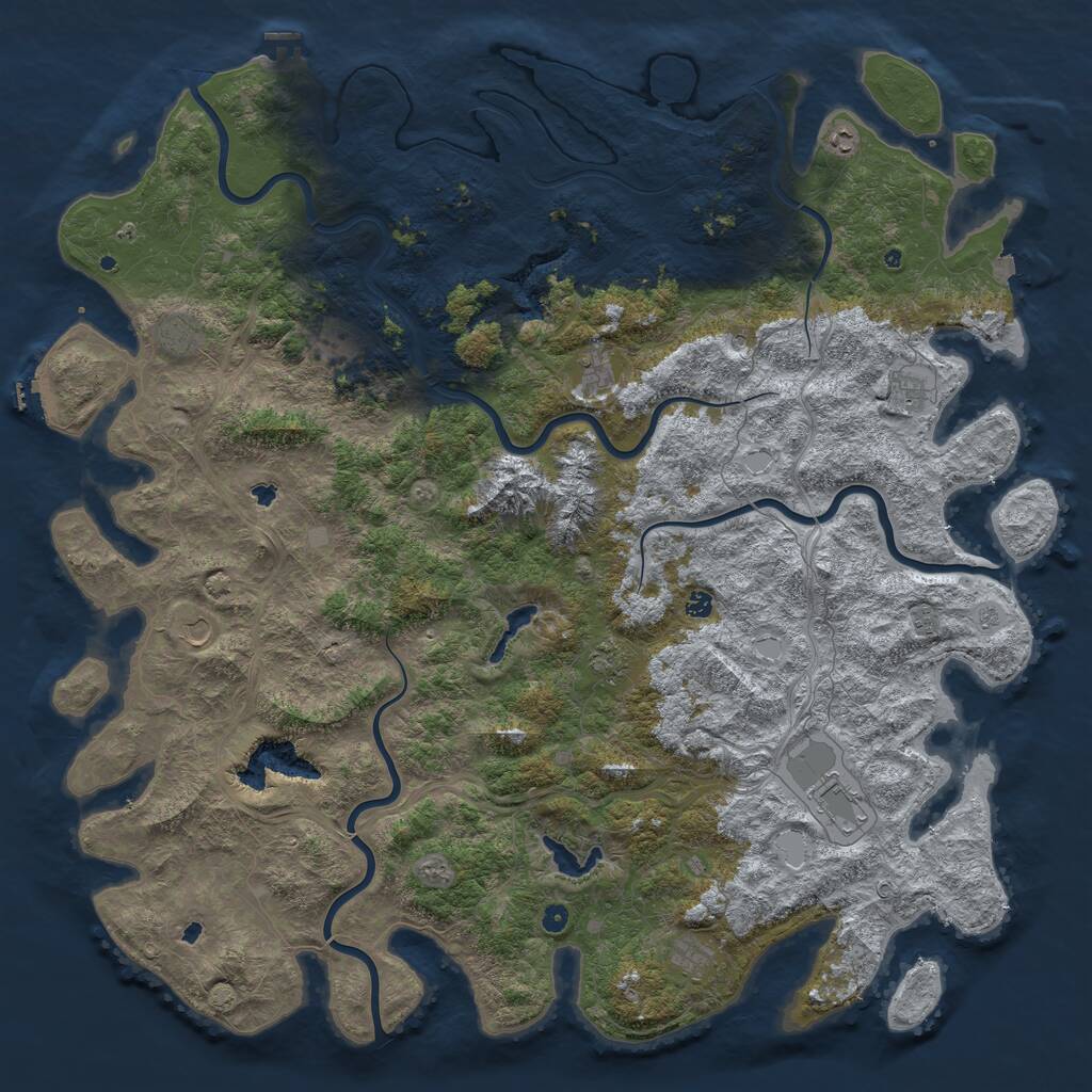 Rust Map: Procedural Map, Size: 6000, Seed: 602509966, 17 Monuments