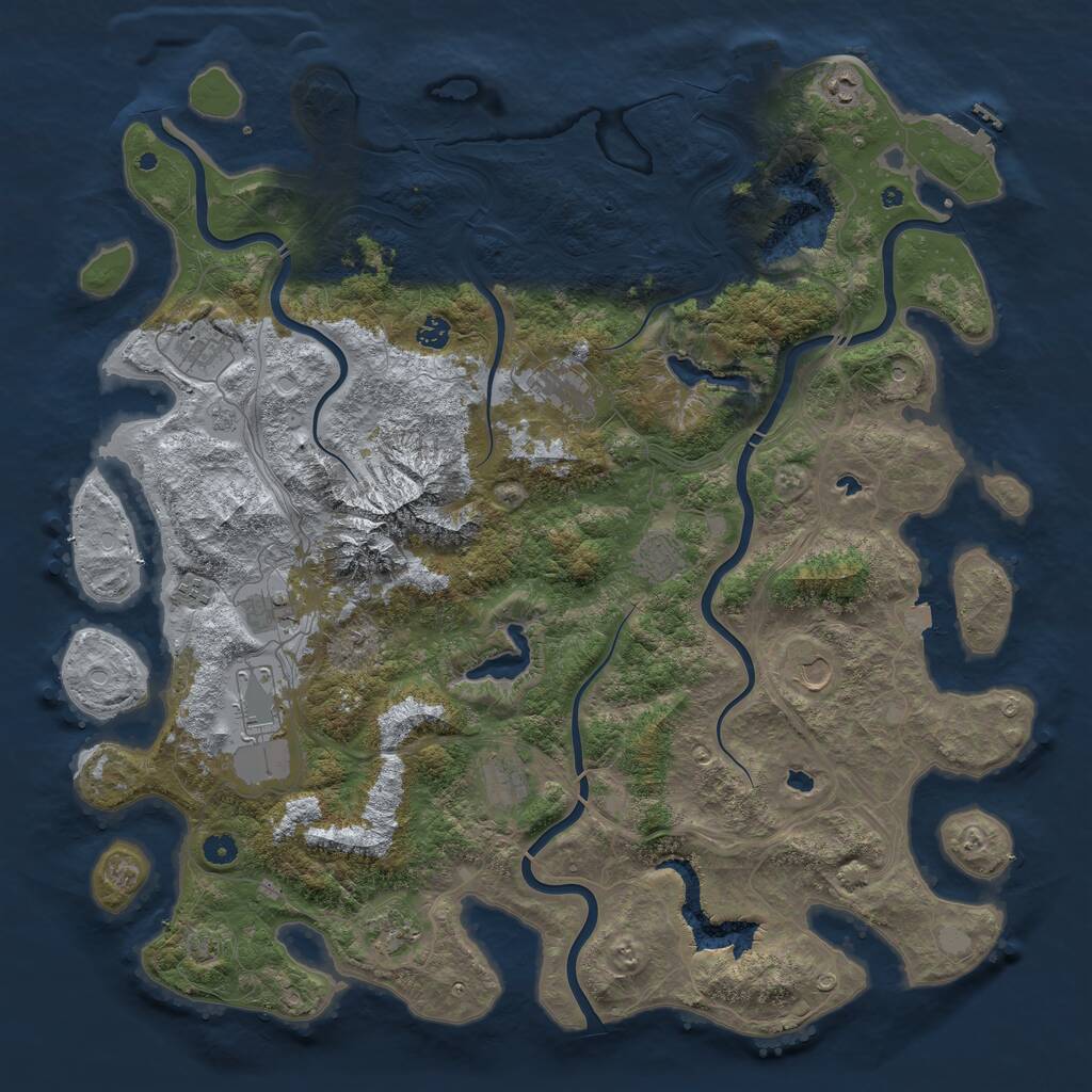 Rust Map: Procedural Map, Size: 5000, Seed: 125072025, 17 Monuments