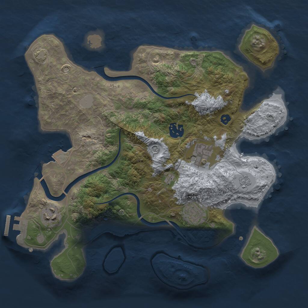 Rust Map: Procedural Map, Size: 3000, Seed: 45453732, 9 Monuments