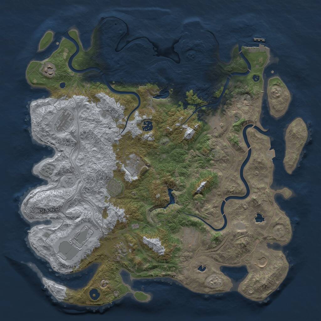Rust Map: Procedural Map, Size: 4500, Seed: 957125, 17 Monuments