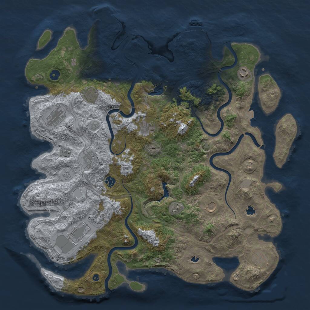 Rust Map: Procedural Map, Size: 4500, Seed: 957125, 17 Monuments