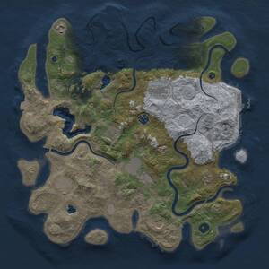Thumbnail Rust Map: Procedural Map, Size: 4050, Seed: 108396416, 15 Monuments