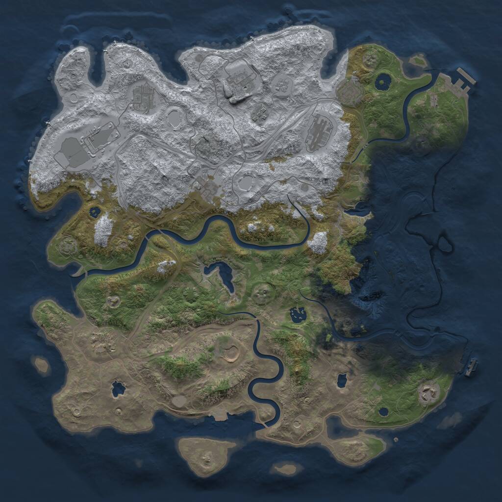 Rust Map: Procedural Map, Size: 4500, Seed: 733275028, 17 Monuments