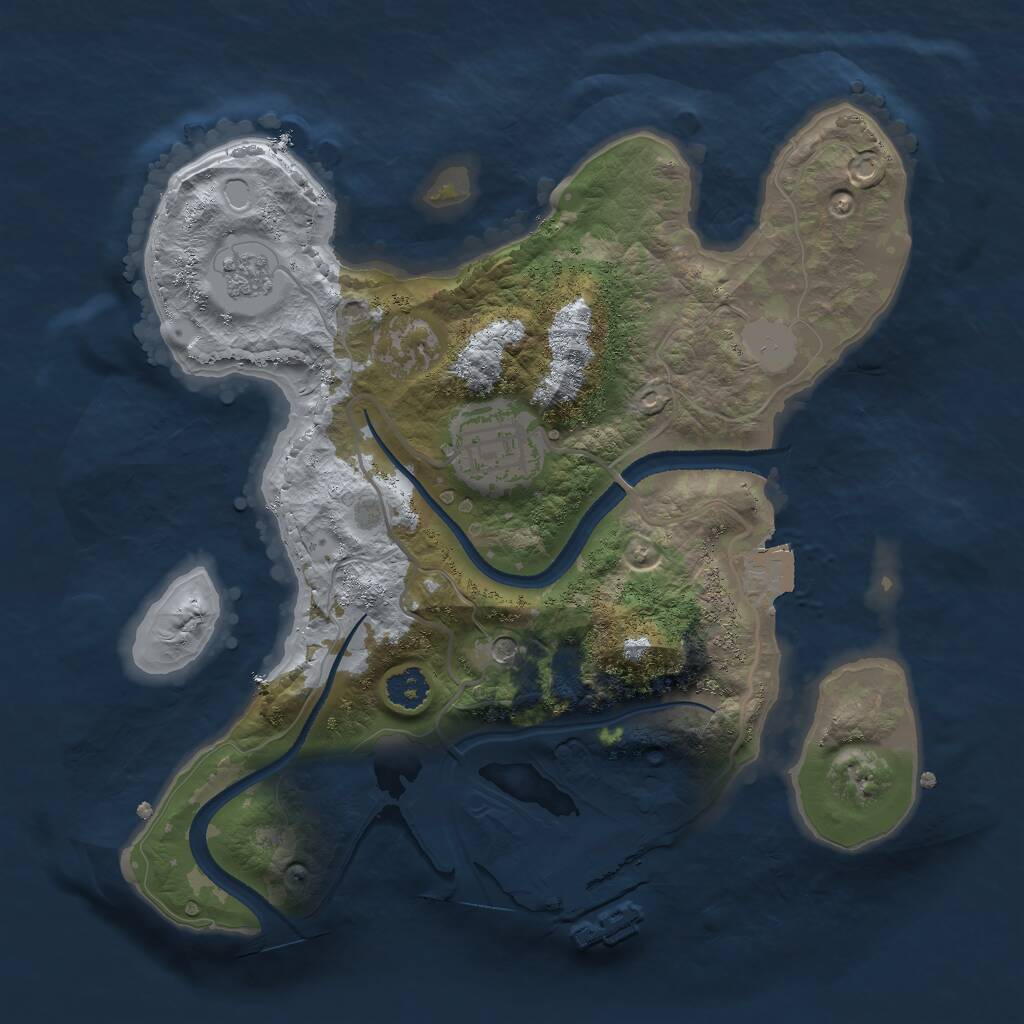 Rust Map: Procedural Map, Size: 2500, Seed: 65548, 5 Monuments