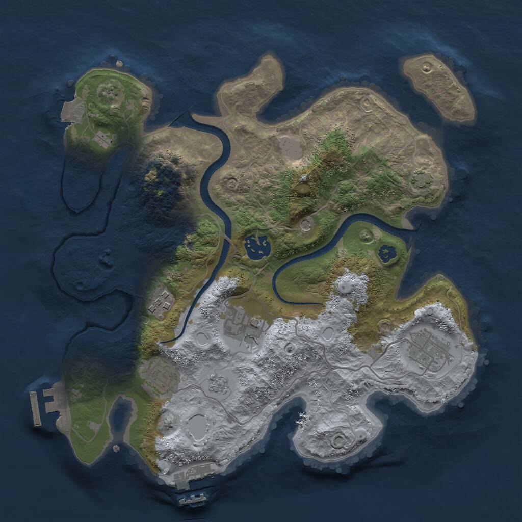 Rust Map: Procedural Map, Size: 3000, Seed: 1292399828, 11 Monuments