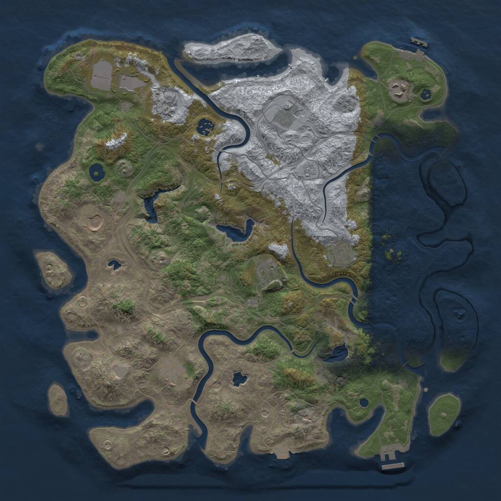 Rust Map: Procedural Map, Size: 4500, Seed: 2038902912, 16 Monuments