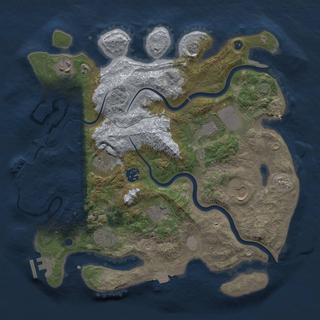 Rust Map: Procedural Map, Size: 3500, Seed: 833357982, 13 Monuments