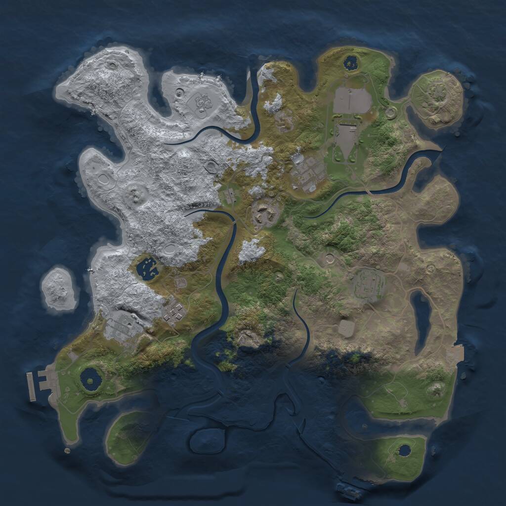 Rust Map: Procedural Map, Size: 3500, Seed: 34567122, 13 Monuments