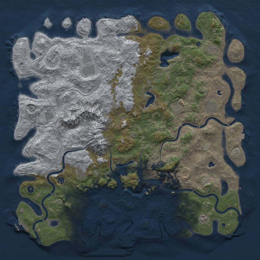 Rust Map: Procedural Map, Size: 5500, Seed: 1336738843, 17 Monuments