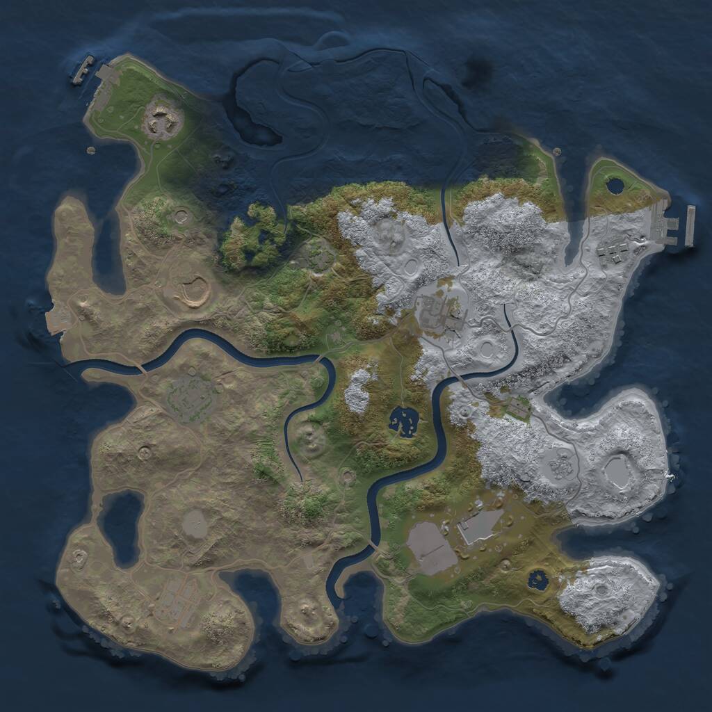 Rust Map: Procedural Map, Size: 3500, Seed: 760291598, 14 Monuments