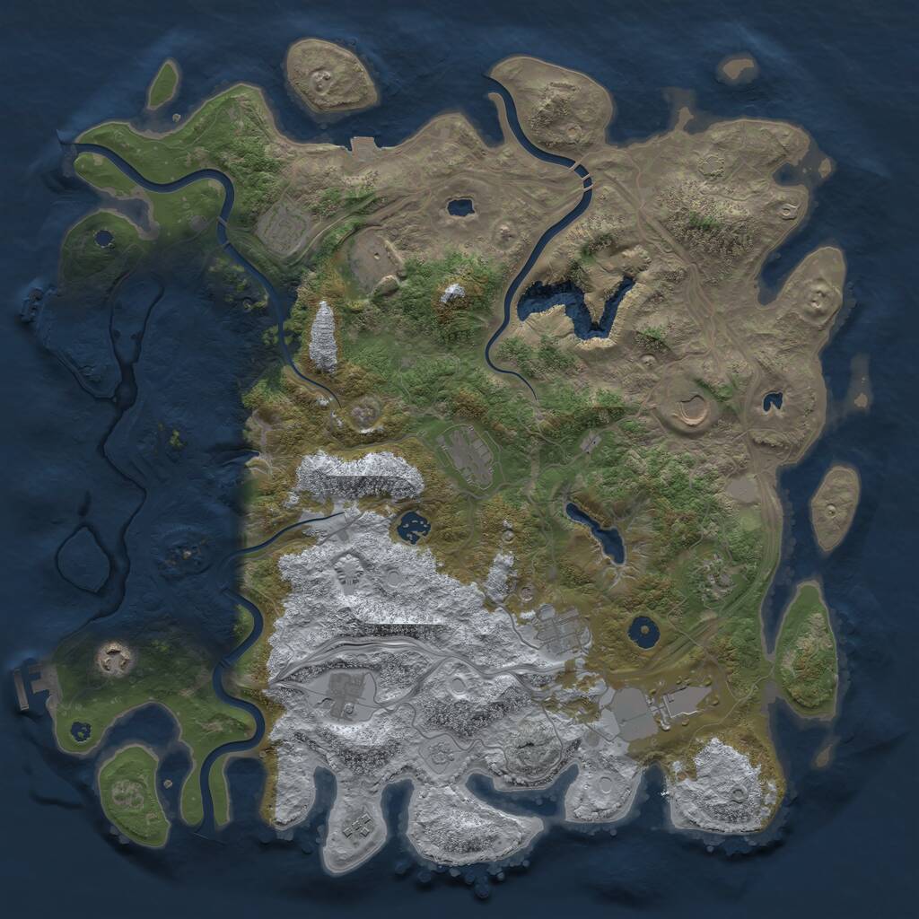 Rust Map: Procedural Map, Size: 4500, Seed: 155076989, 17 Monuments