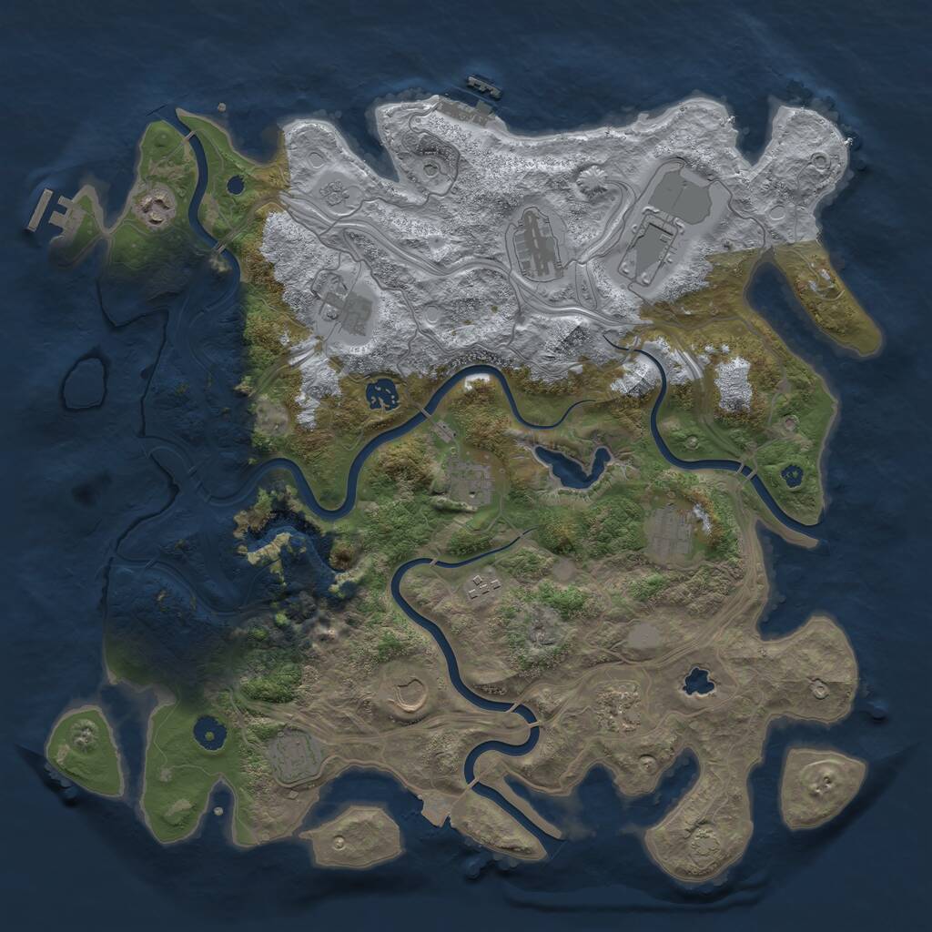 Rust Map: Procedural Map, Size: 4250, Seed: 386046412, 17 Monuments