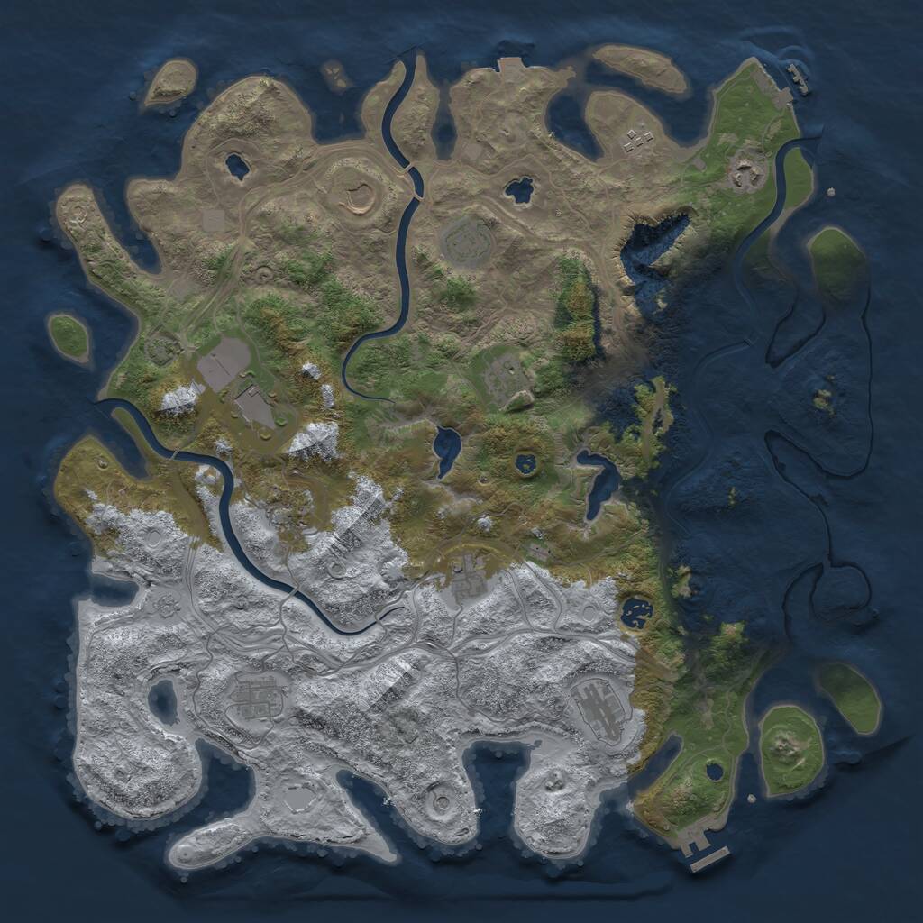 Rust Map: Procedural Map, Size: 4500, Seed: 419318378, 17 Monuments