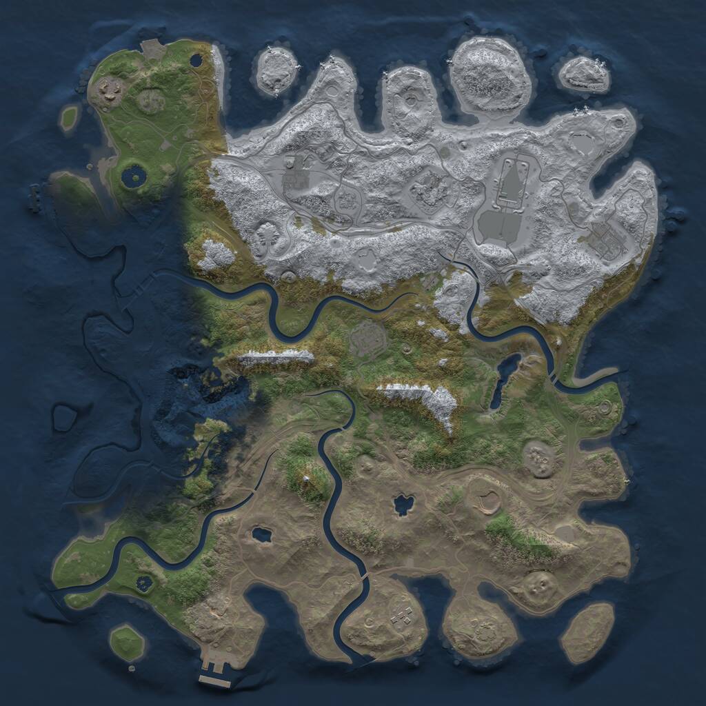 Rust Map: Procedural Map, Size: 4500, Seed: 481969, 14 Monuments