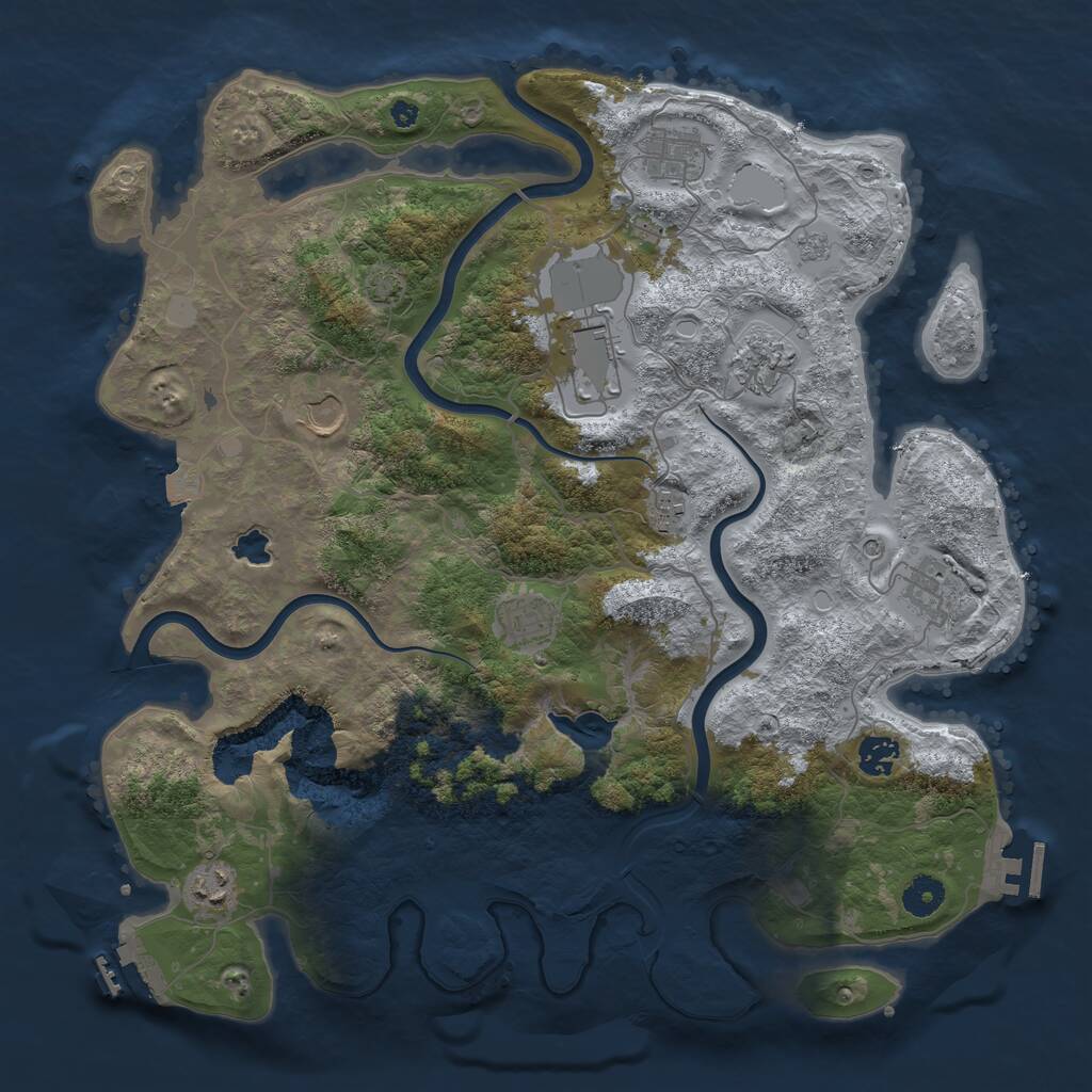Rust Map: Procedural Map, Size: 4000, Seed: 3660, 15 Monuments