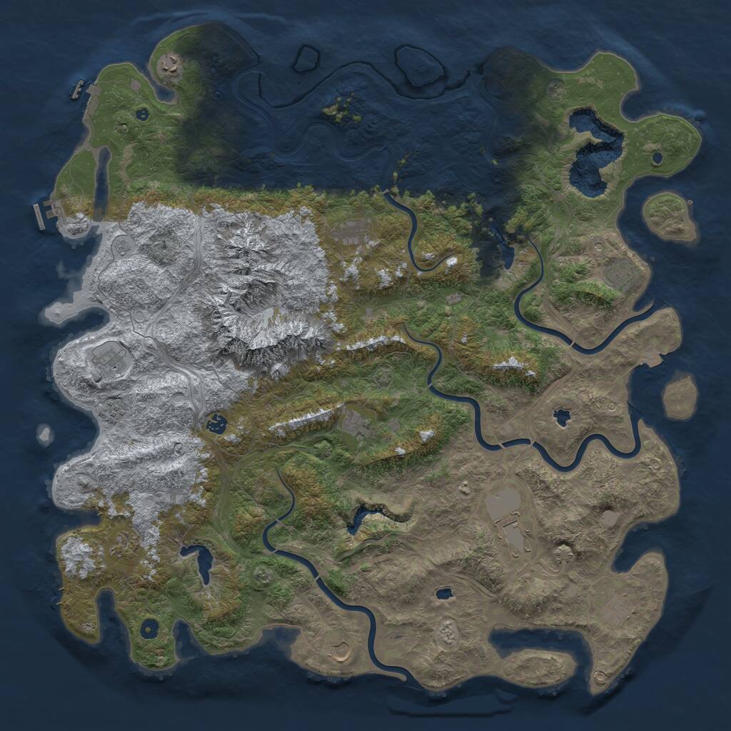 Rust Map: Procedural Map, Size: 5571, Seed: 3910, 17 Monuments