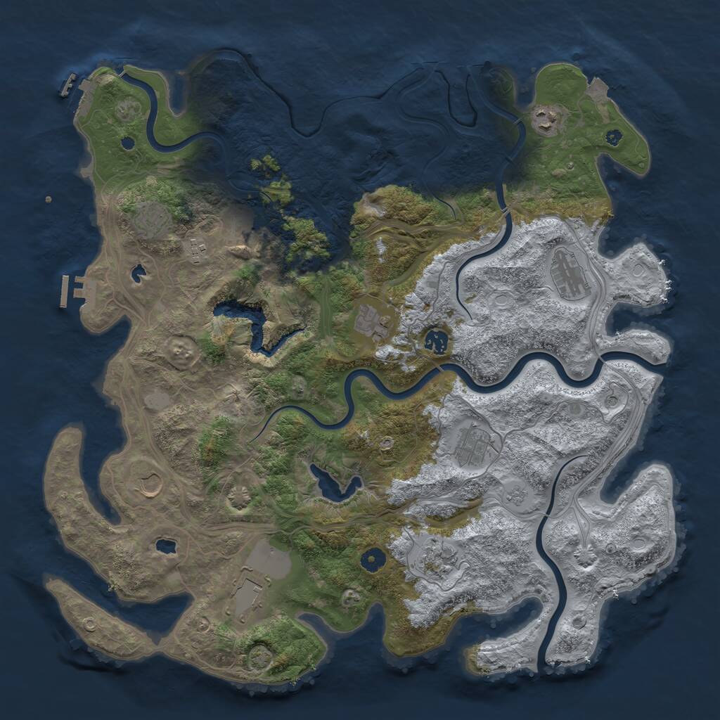 Rust Map: Procedural Map, Size: 4500, Seed: 1326395265, 17 Monuments