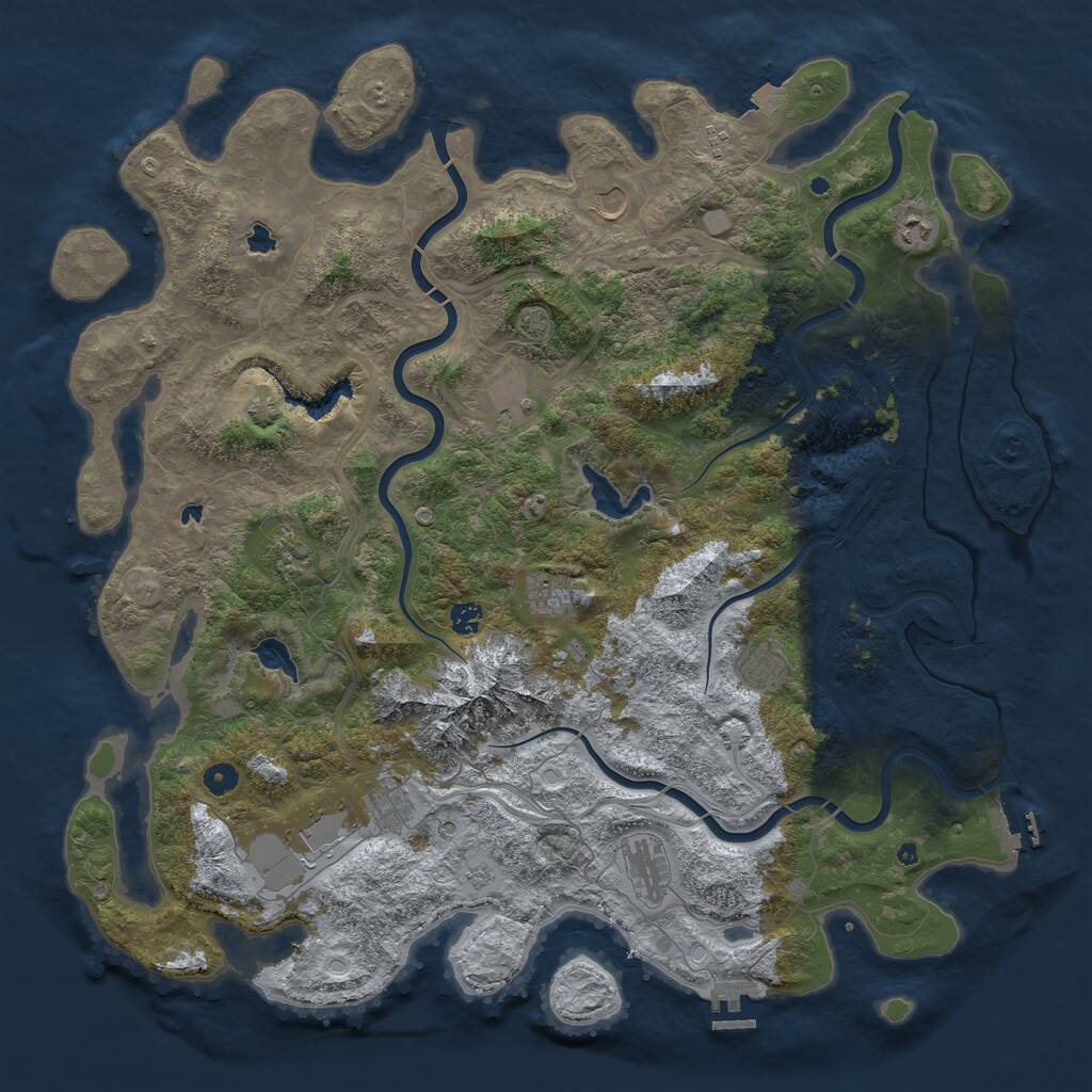 Rust Map: Procedural Map, Size: 5000, Seed: 1368822378, 17 Monuments