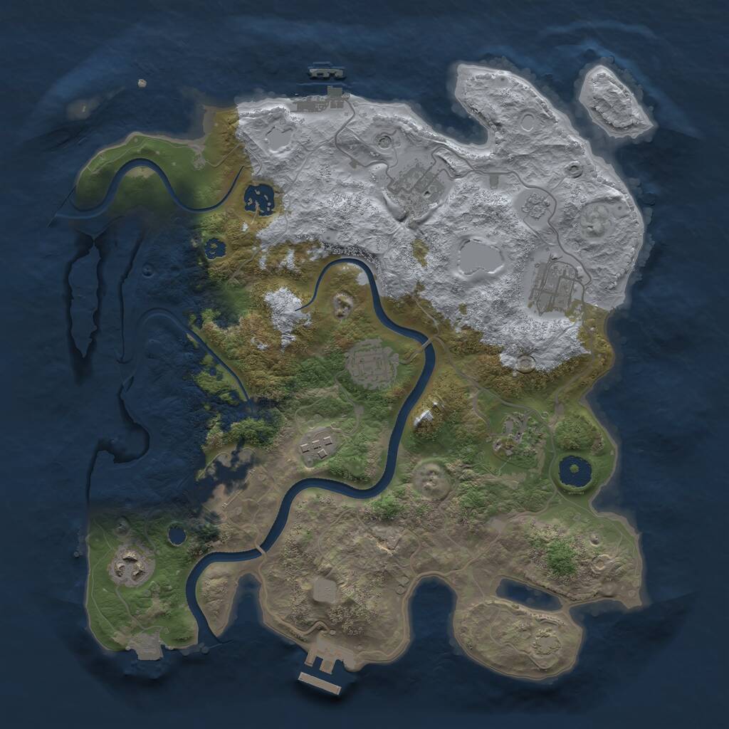 Rust Map: Procedural Map, Size: 3400, Seed: 443044444, 14 Monuments