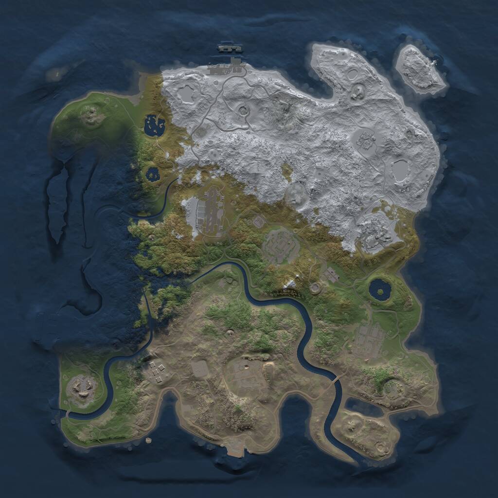 Rust Map: Procedural Map, Size: 3400, Seed: 443044444, 14 Monuments