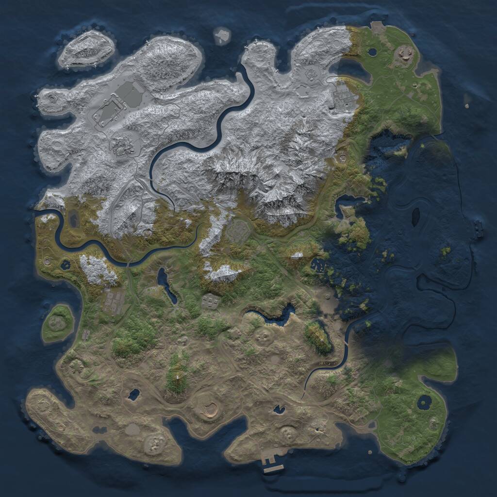 Rust Map: Procedural Map, Size: 5000, Seed: 2060889092, 16 Monuments