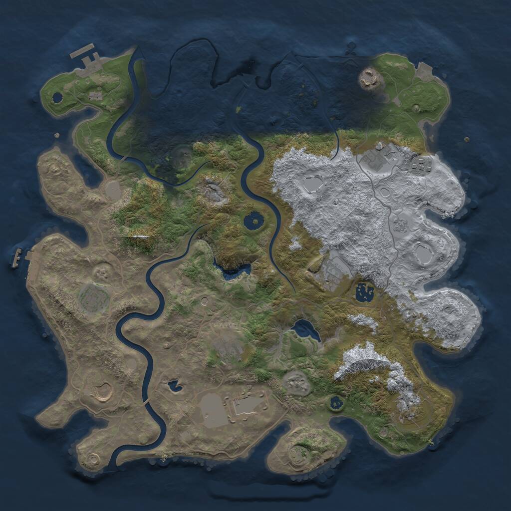 Rust Map: Procedural Map, Size: 4000, Seed: 45663, 16 Monuments