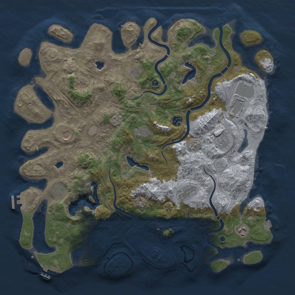 Rust Map: Procedural Map, Size: 4500, Seed: 669223, 16 Monuments