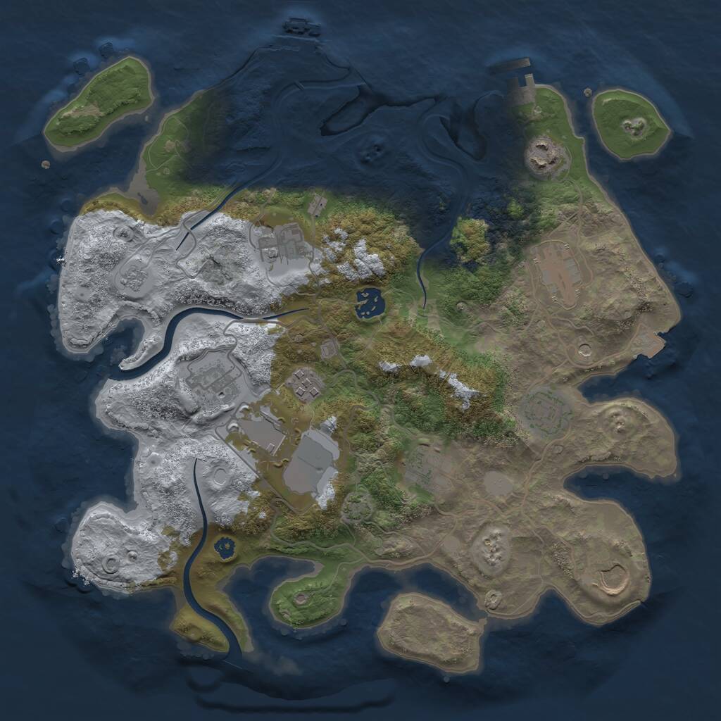 Rust Map: Procedural Map, Size: 3500, Seed: 1009361704, 16 Monuments